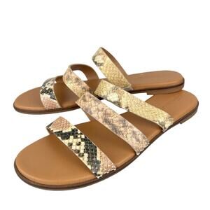 Women's Madewell Sandals Leather Snakeskin Embossed Slip On Slide (Sz 9)